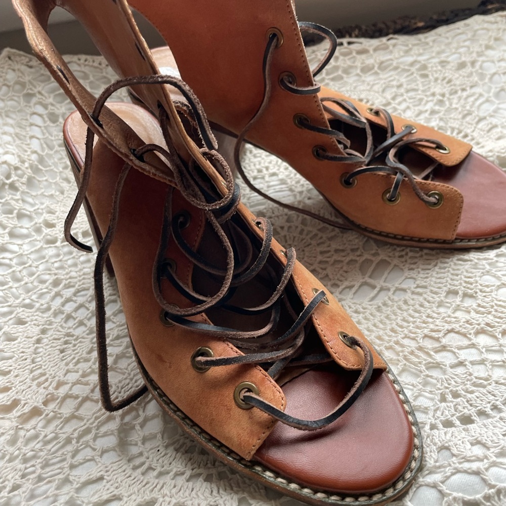 Jeffrey Campbell for Free People leather lace up sandals. Gently worn. Size 10